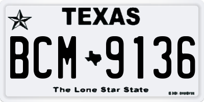 TX license plate BCM9136
