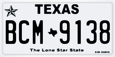 TX license plate BCM9138