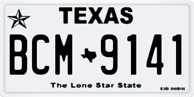 TX license plate BCM9141