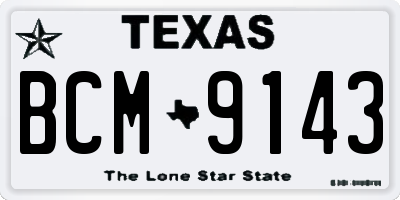 TX license plate BCM9143