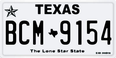 TX license plate BCM9154