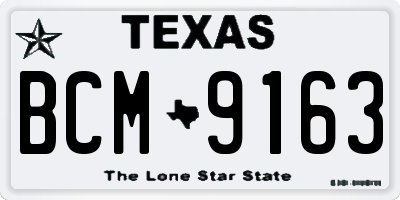TX license plate BCM9163