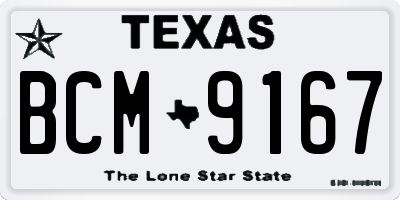TX license plate BCM9167