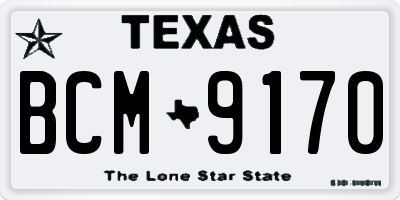 TX license plate BCM9170