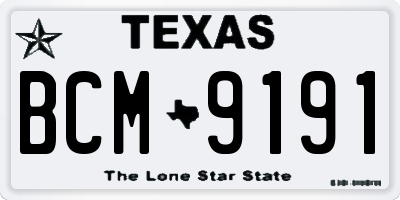 TX license plate BCM9191