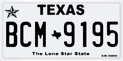 TX license plate BCM9195