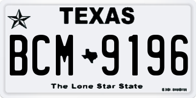 TX license plate BCM9196
