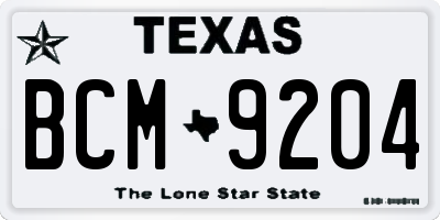 TX license plate BCM9204