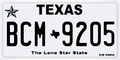 TX license plate BCM9205