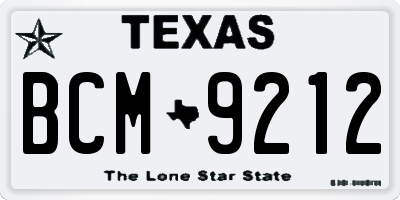 TX license plate BCM9212