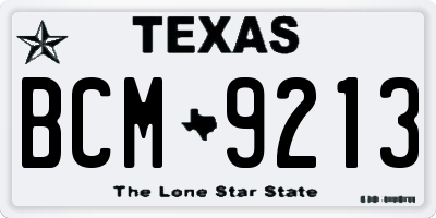 TX license plate BCM9213