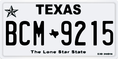 TX license plate BCM9215