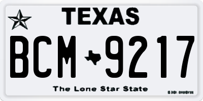 TX license plate BCM9217