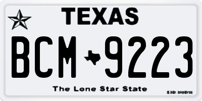 TX license plate BCM9223