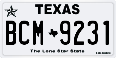 TX license plate BCM9231