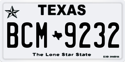 TX license plate BCM9232