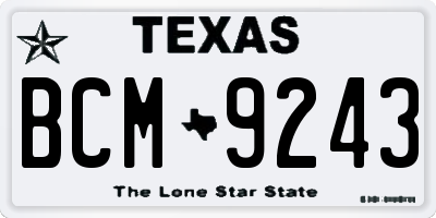 TX license plate BCM9243