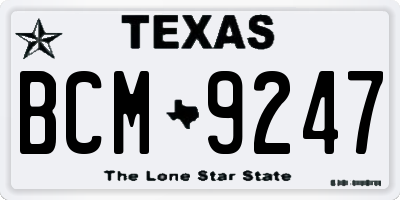 TX license plate BCM9247