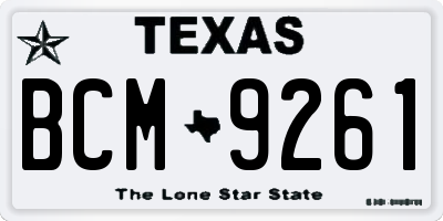TX license plate BCM9261