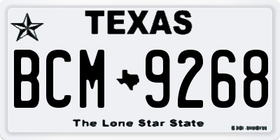 TX license plate BCM9268