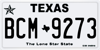TX license plate BCM9273