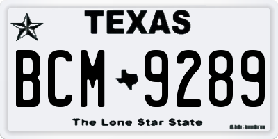 TX license plate BCM9289