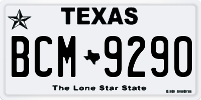 TX license plate BCM9290