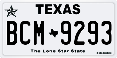 TX license plate BCM9293