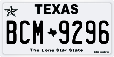 TX license plate BCM9296