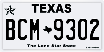 TX license plate BCM9302