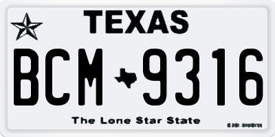 TX license plate BCM9316