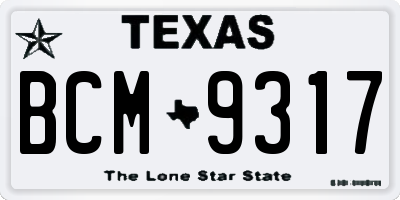 TX license plate BCM9317