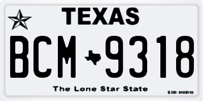 TX license plate BCM9318