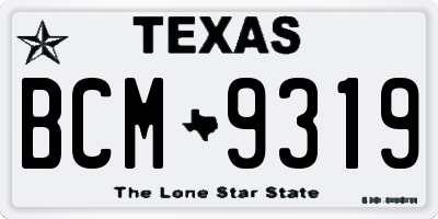 TX license plate BCM9319