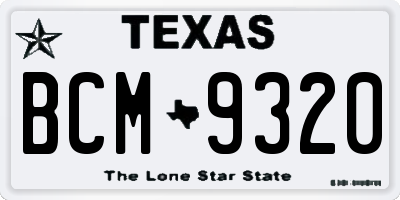 TX license plate BCM9320