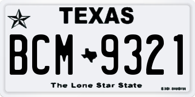 TX license plate BCM9321