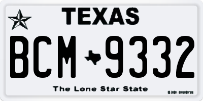 TX license plate BCM9332