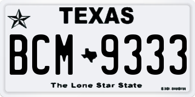 TX license plate BCM9333