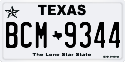 TX license plate BCM9344
