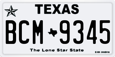TX license plate BCM9345