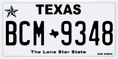 TX license plate BCM9348