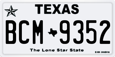 TX license plate BCM9352