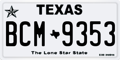 TX license plate BCM9353