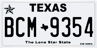 TX license plate BCM9354