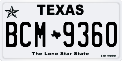 TX license plate BCM9360