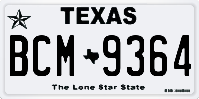 TX license plate BCM9364