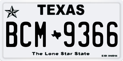 TX license plate BCM9366
