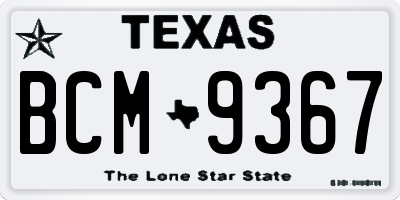 TX license plate BCM9367
