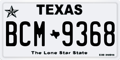 TX license plate BCM9368