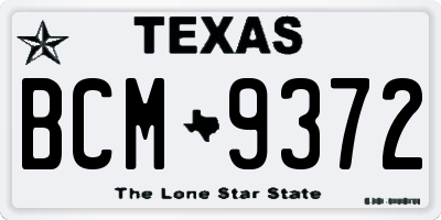 TX license plate BCM9372